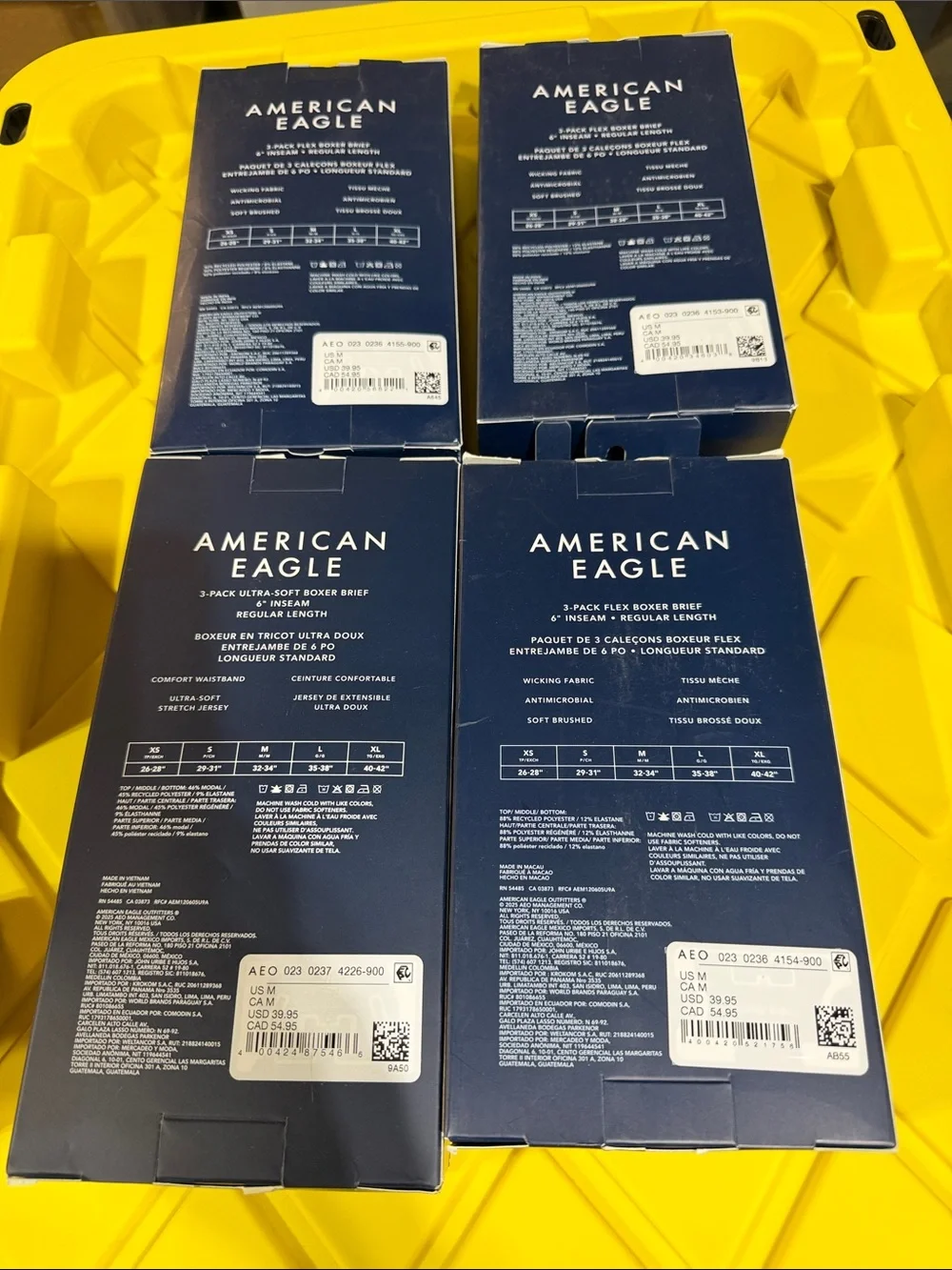 American Eagle Navy Blue 4 (3)-Pack Ultra-Soft Boxer Briefs New. Sz Medium